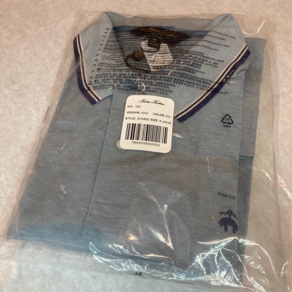 Brooks Brothers Slim Fit Tipped Polo Shirt Provincial Blue XL - Picture 1 of 4